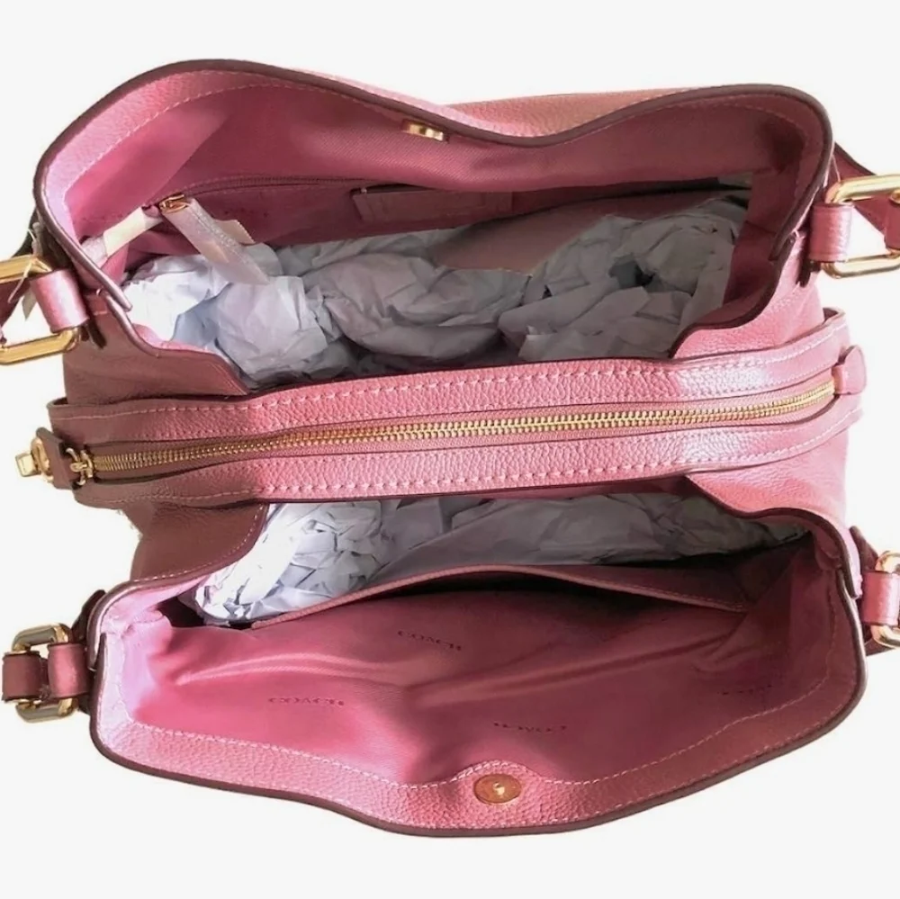 Coach Edie in Rose With Dust Bag Gold Tone Hardware Pebble Leather